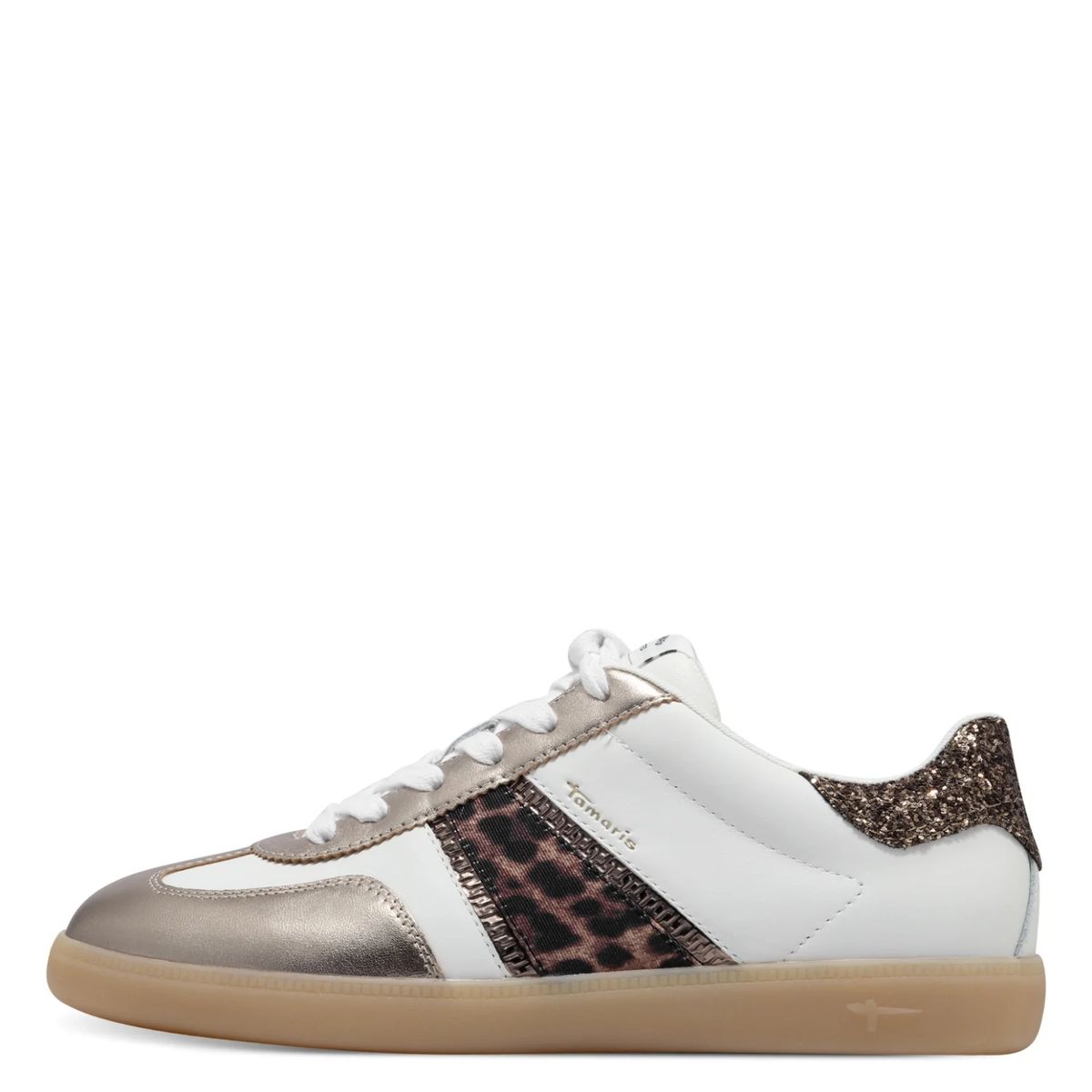 Sneaker mit Leopardenmuster und Metallic-Details