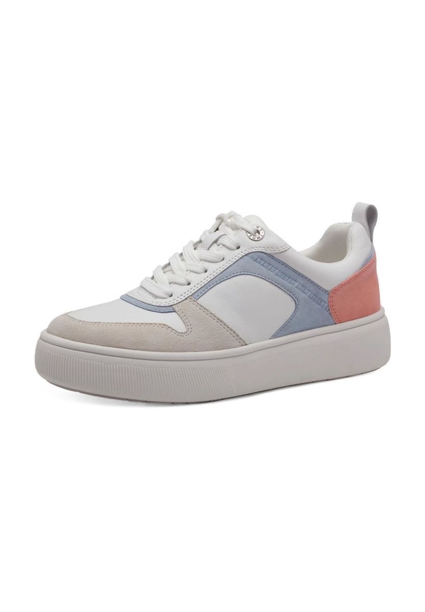 Leder-Sneaker mit Plateau und Farbakzenten