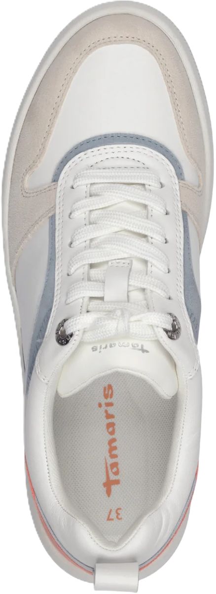 Leder-Sneaker mit Plateau und Farbakzenten