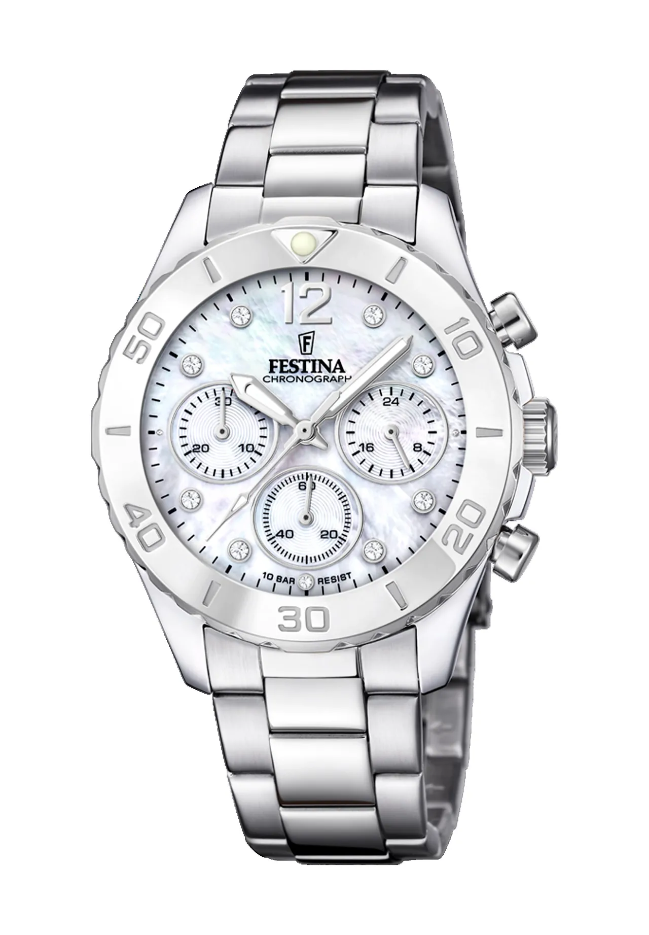 Eleganter Perlmutt-Chronograph Armbanduhr