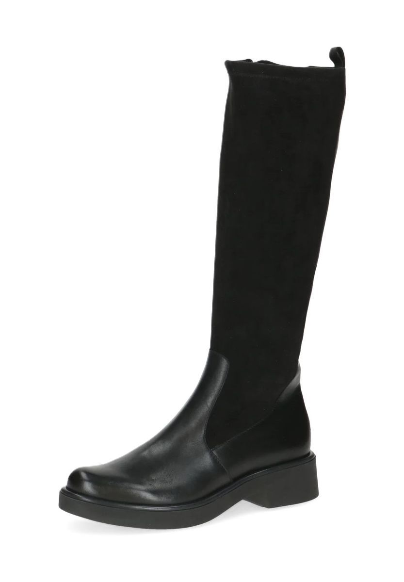 Kniehohe Leder- und Textilstiefel