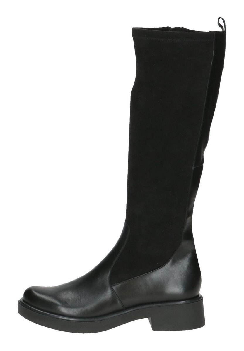 Kniehohe Leder- und Textilstiefel