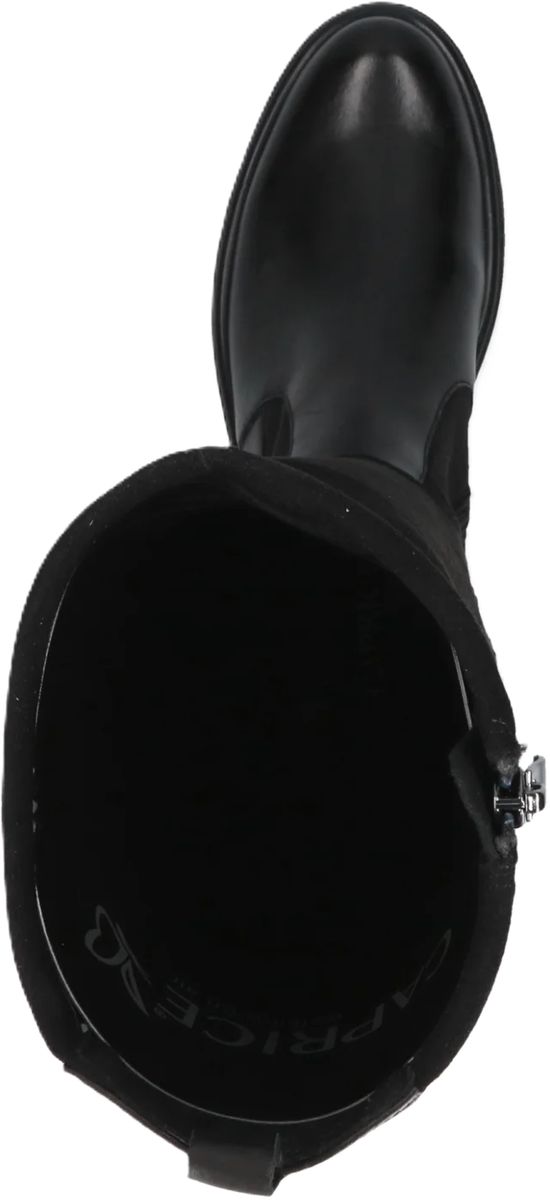 Kniehohe Leder- und Textilstiefel