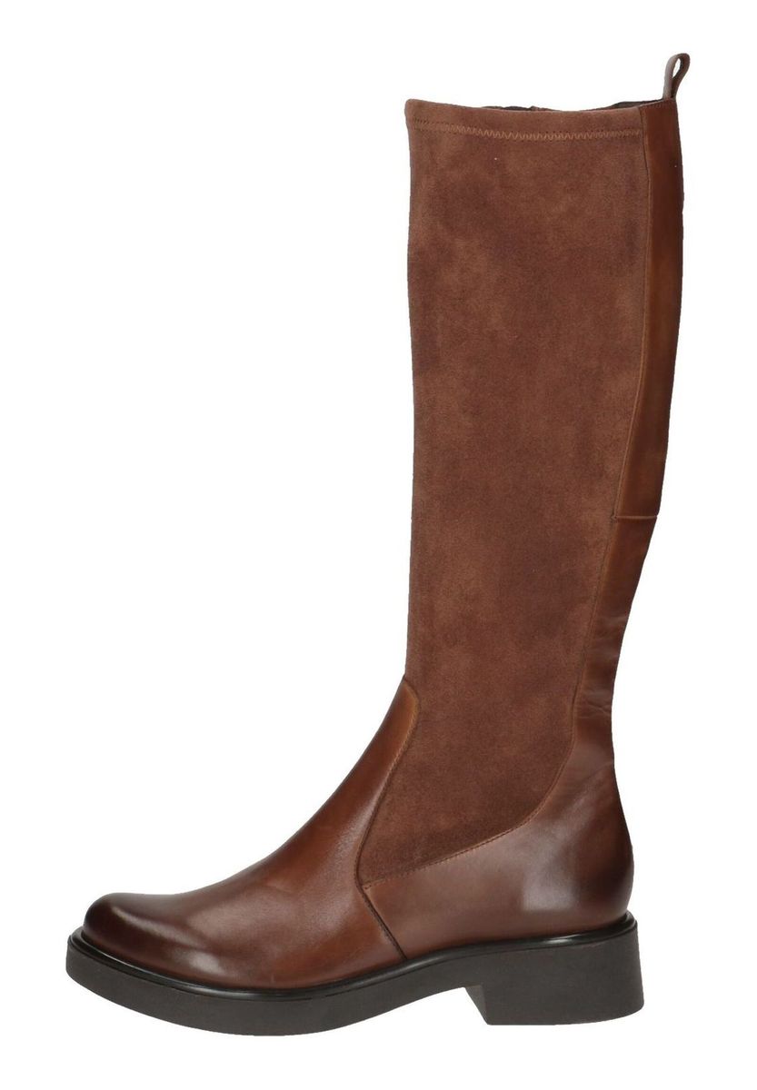 Kniehohe Stiefel im Materialmix