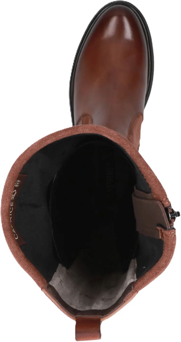 Kniehohe Stiefel im Materialmix