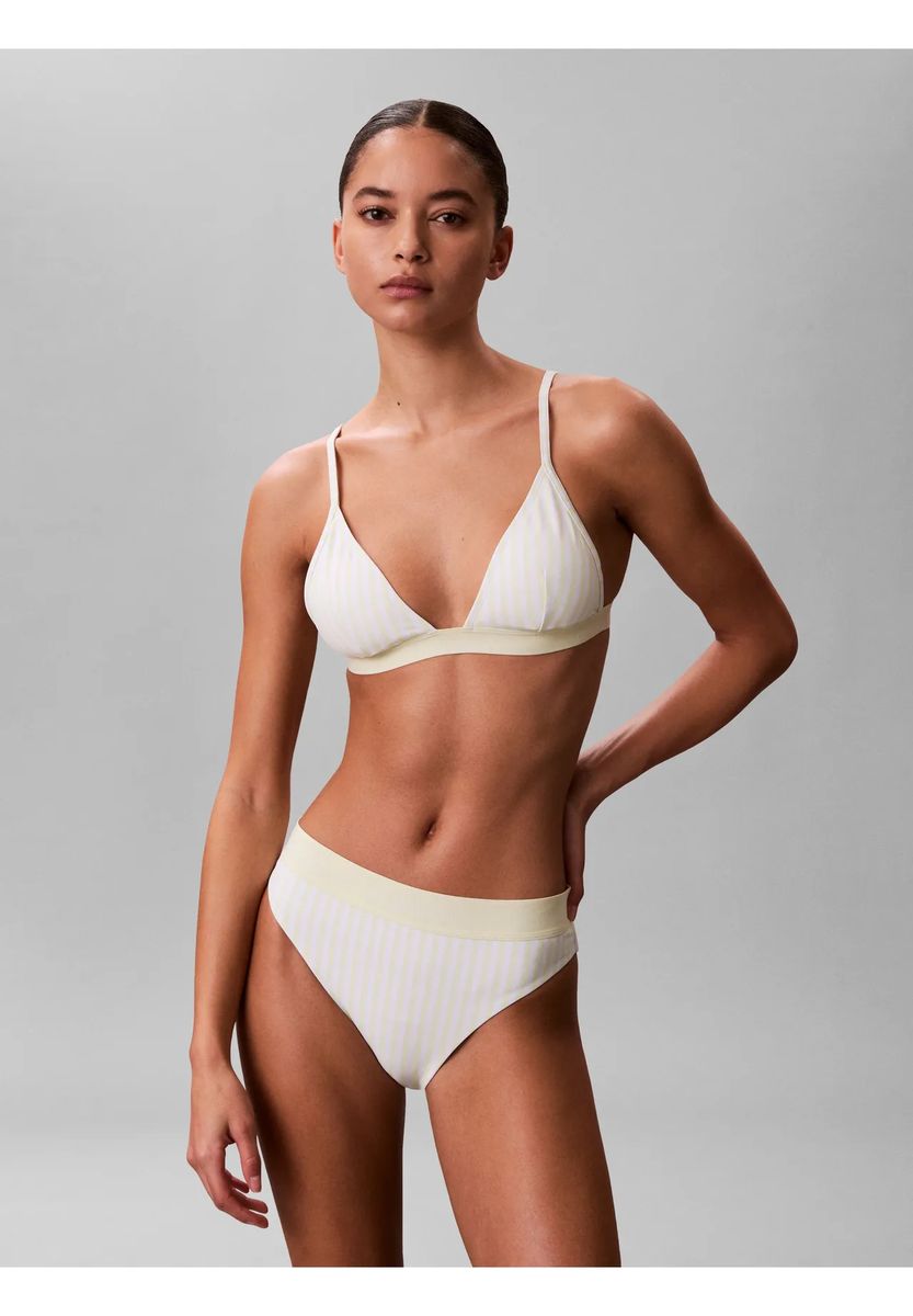 Gestreifter Triangel-Bikini mit elastischem Bund