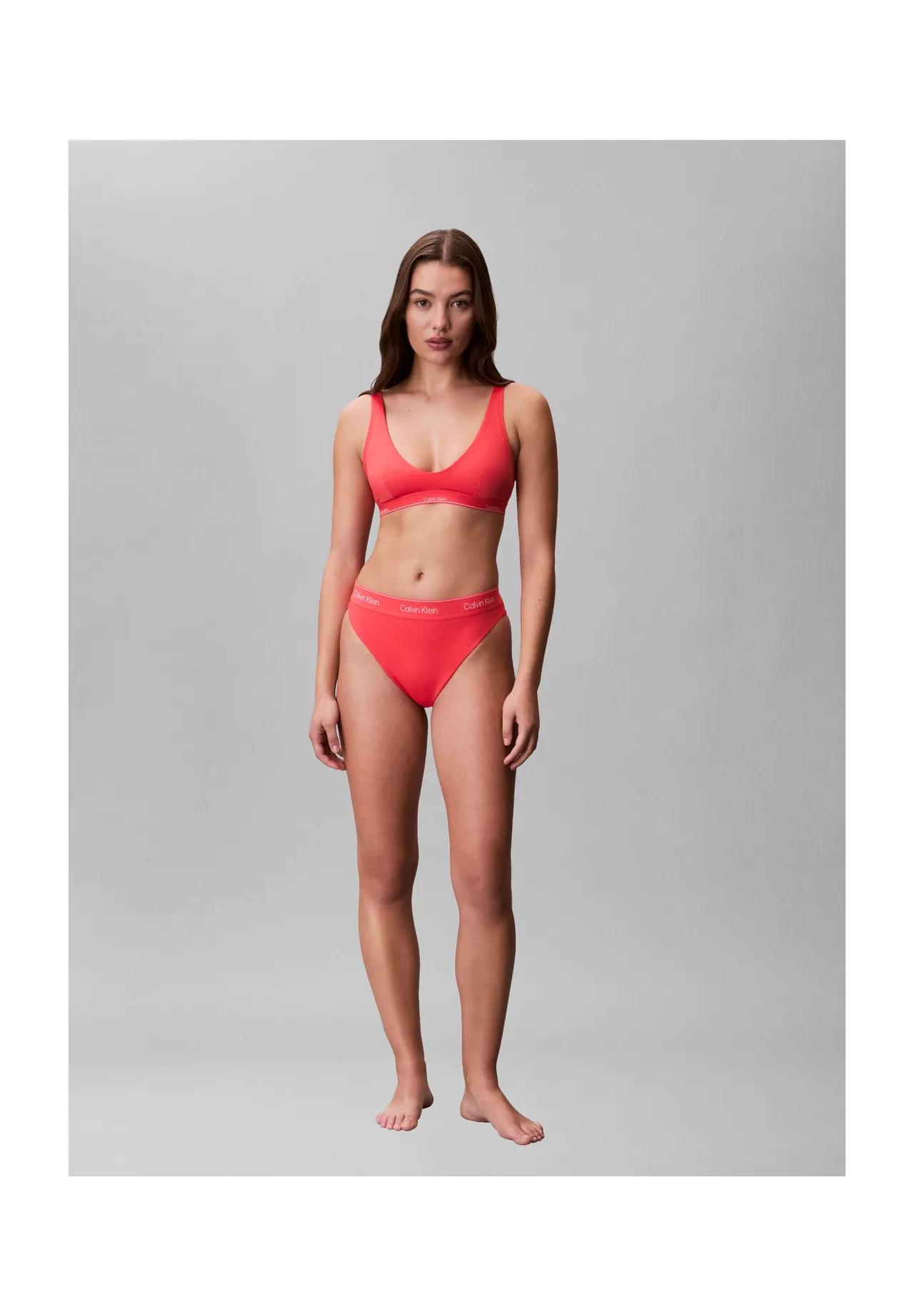 V-Ausschnitt Bikini-Oberteil mit Logoband