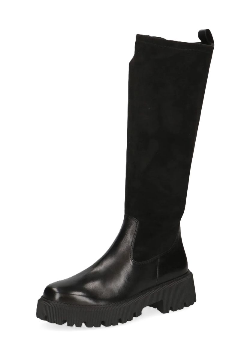 Kniehohe Lederstiefel mit Plateausohle