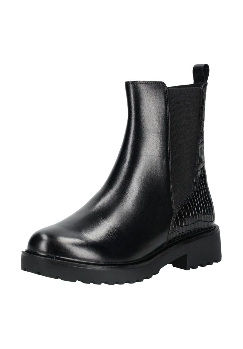 Leder-Stiefeletten mit Plateau-Profil