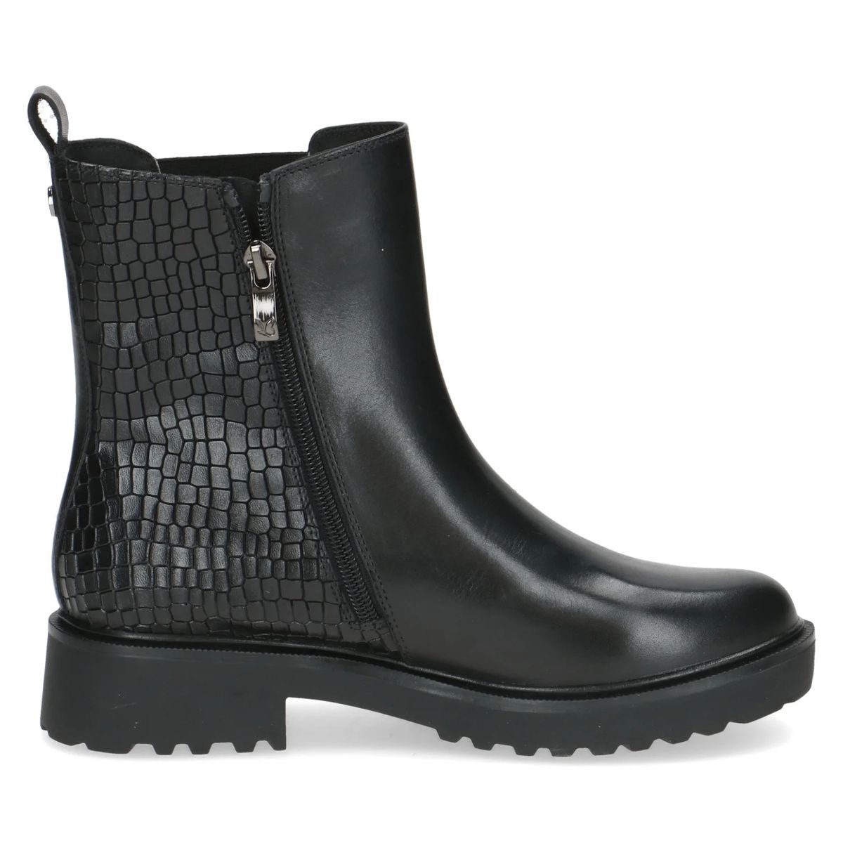 Leder-Stiefeletten mit Plateau-Profil