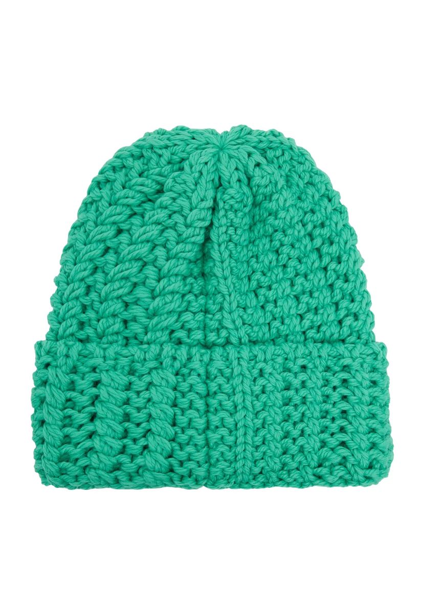 Grobstrick-Beanie mit Umschlag