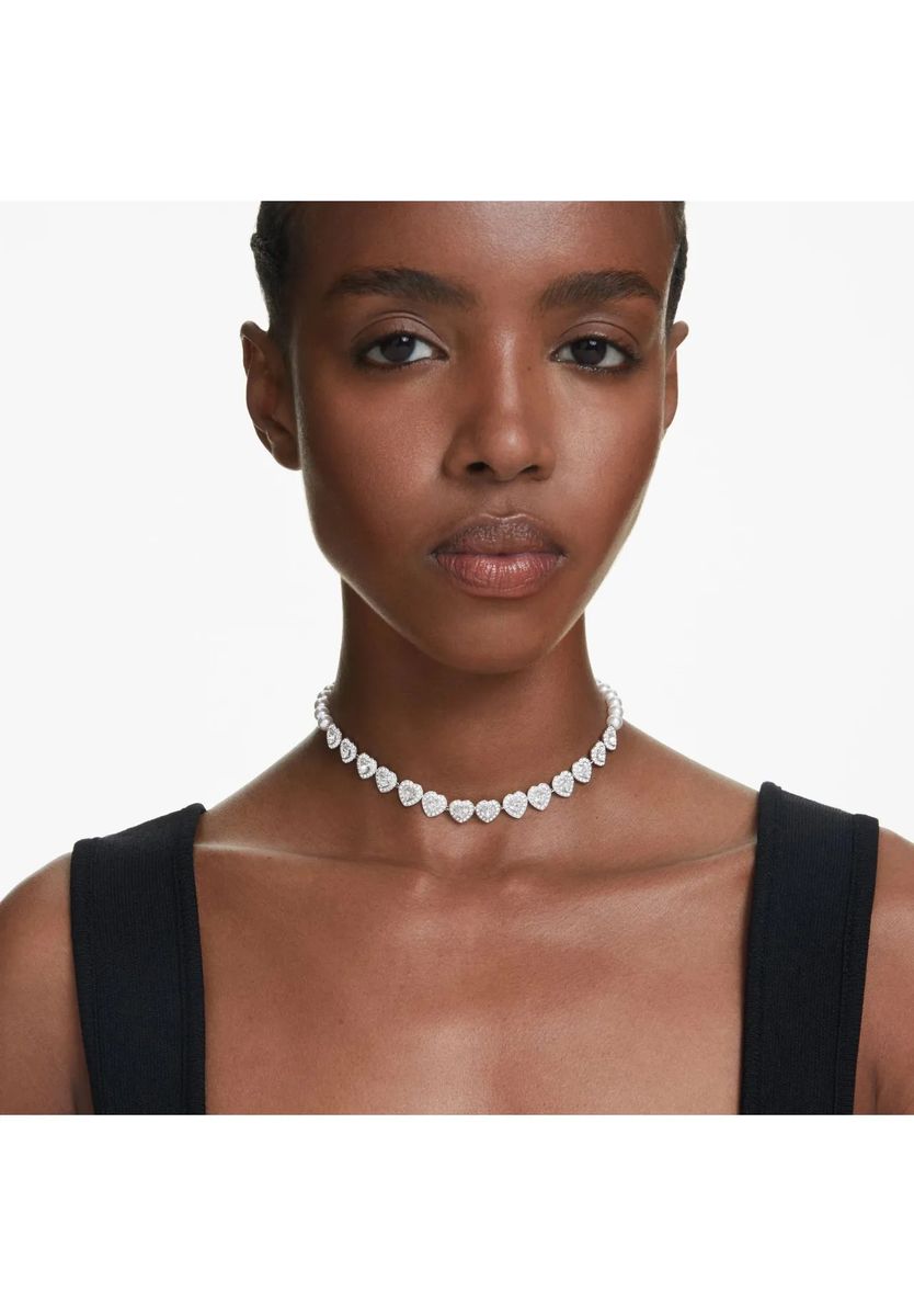 Romantischer Herz-Kristall-Perlen-Choker