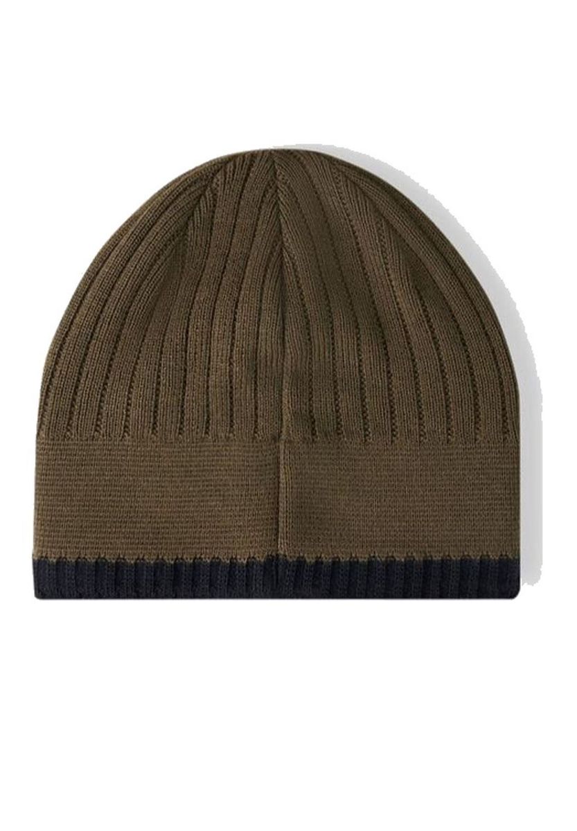 Gerippte Wollmischung-Beanie mit Logo