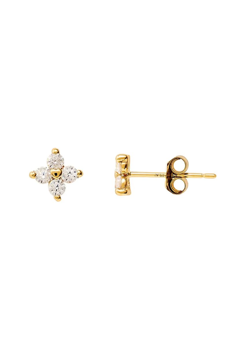 Elegante Funkelnde Blumenherz-Ohrstecker