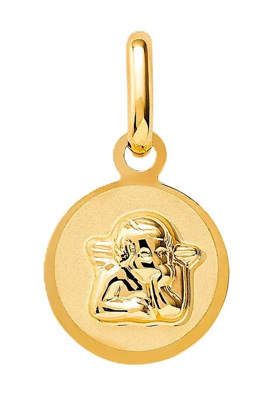 Runder Goldanhänger mit Engel-Relief