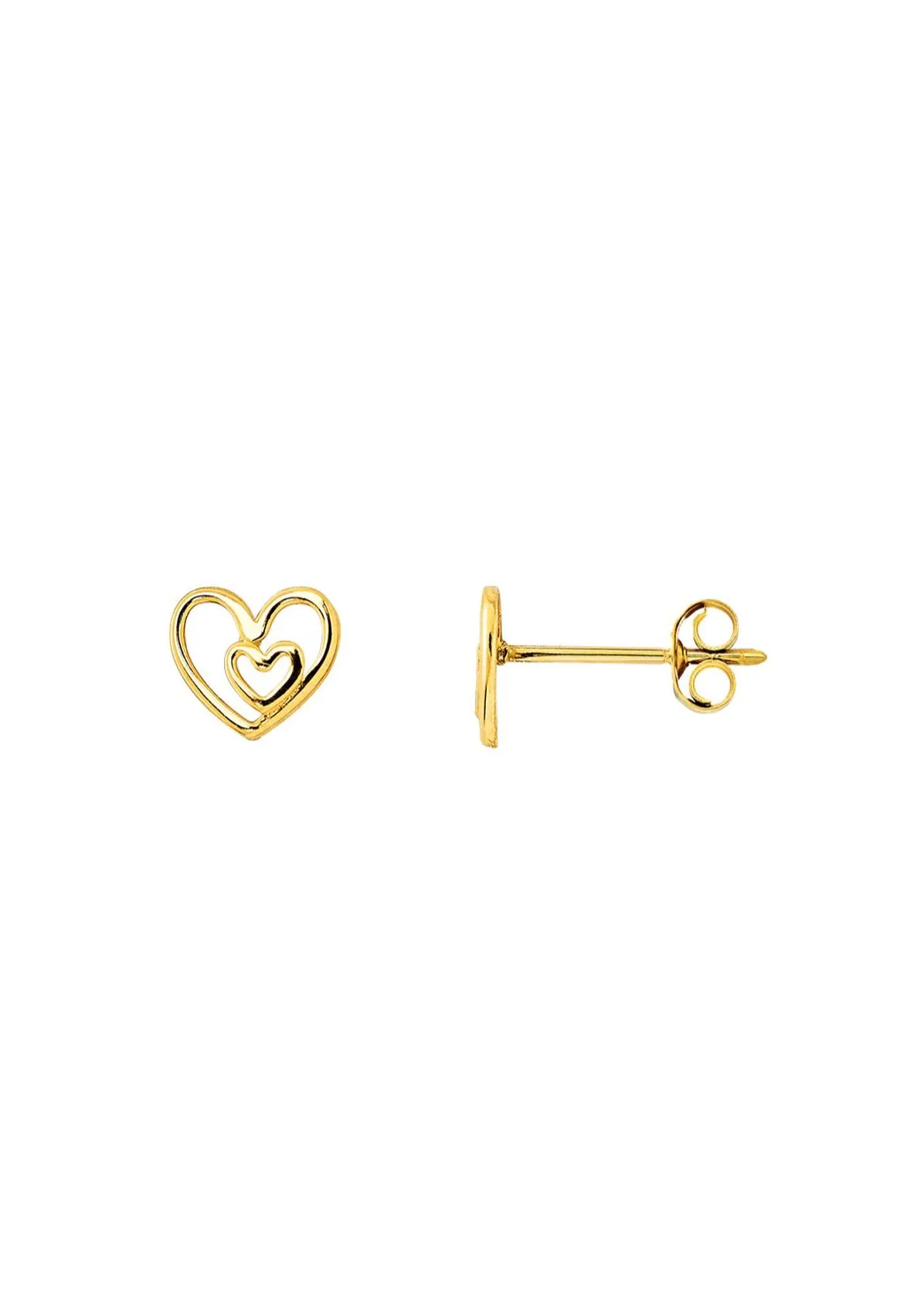 Filigrane Doppelherz-Ohrstecker aus Gold