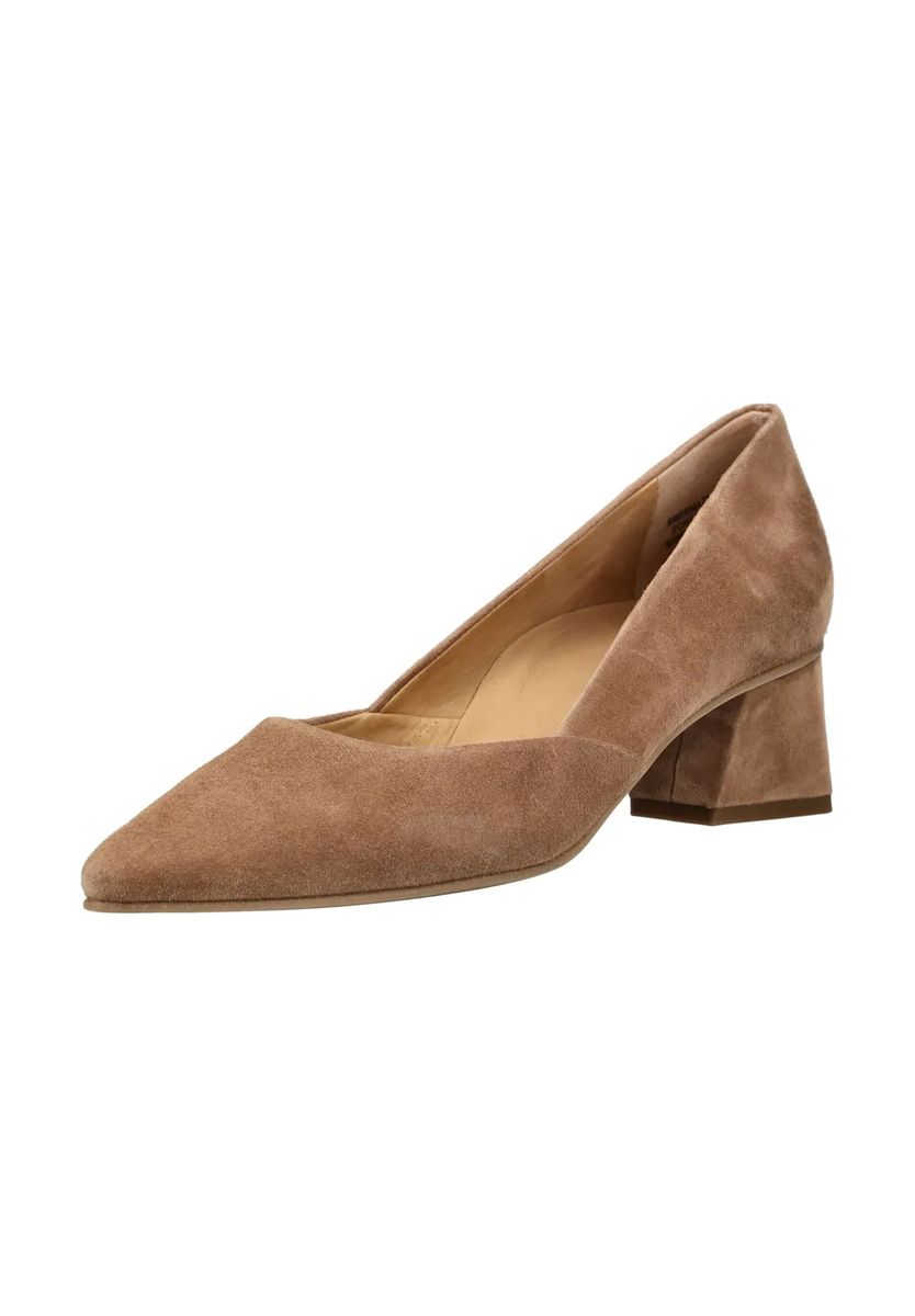 Spitze Velours-Pumps mit Blockabsatz