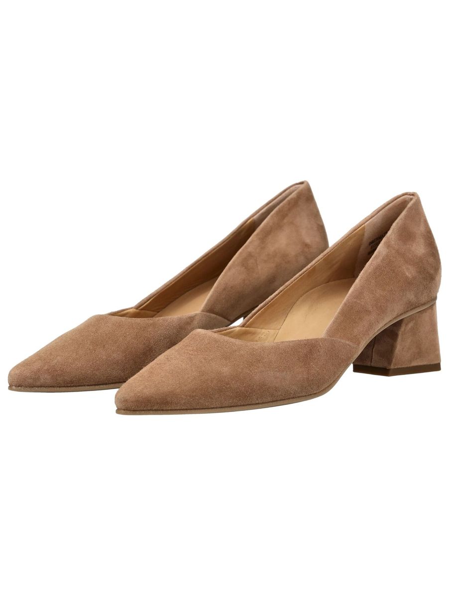 Spitze Velours-Pumps mit Blockabsatz