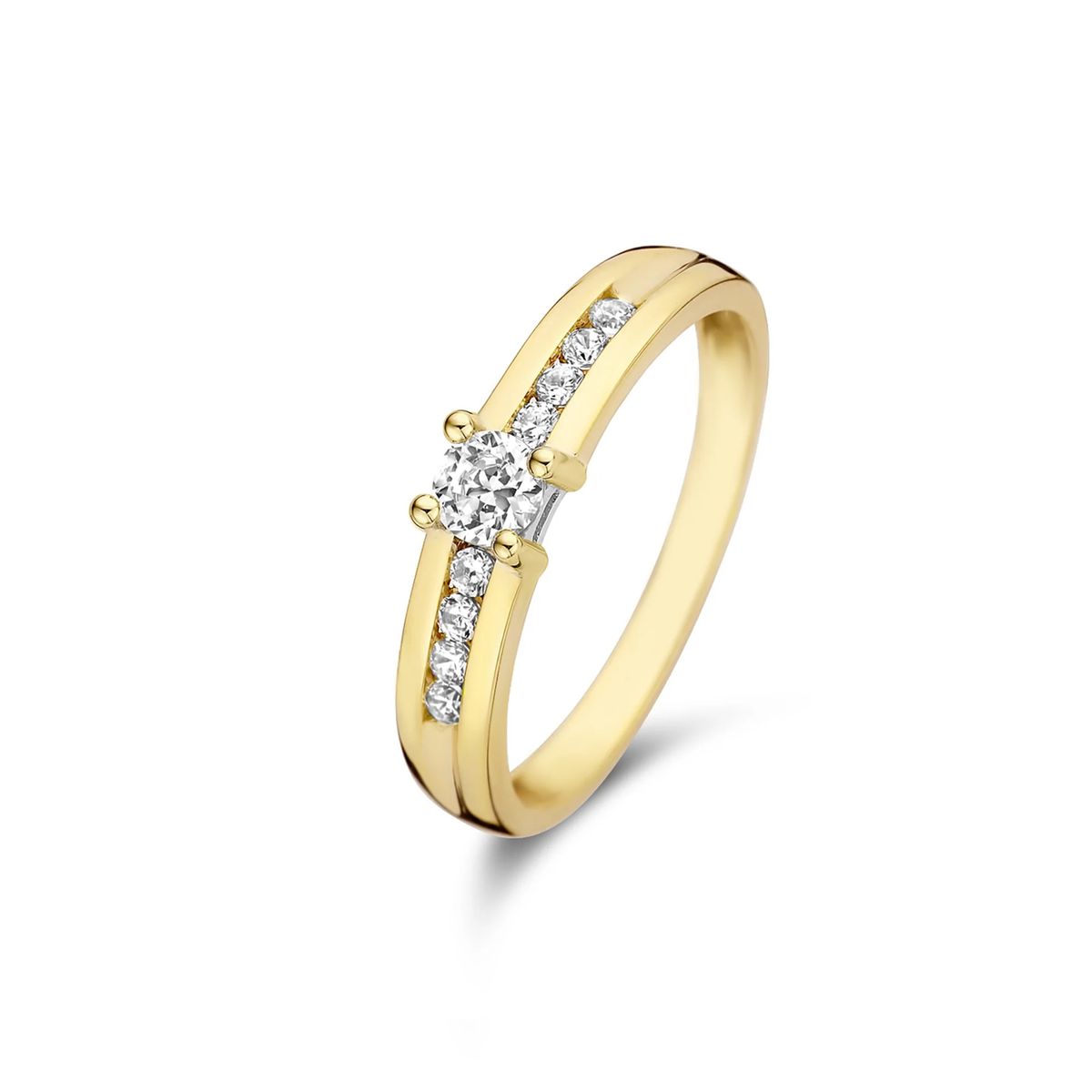 Eleganter Goldring mit Zirkonia-Besatz
