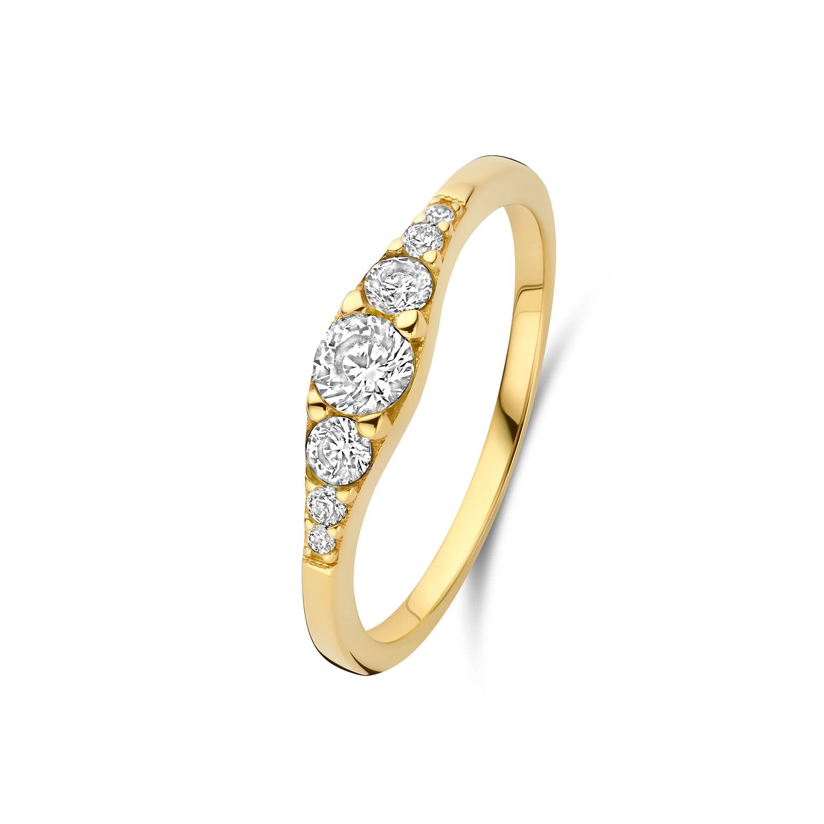 Konischer Gold-Stapelring mit Zirkonia