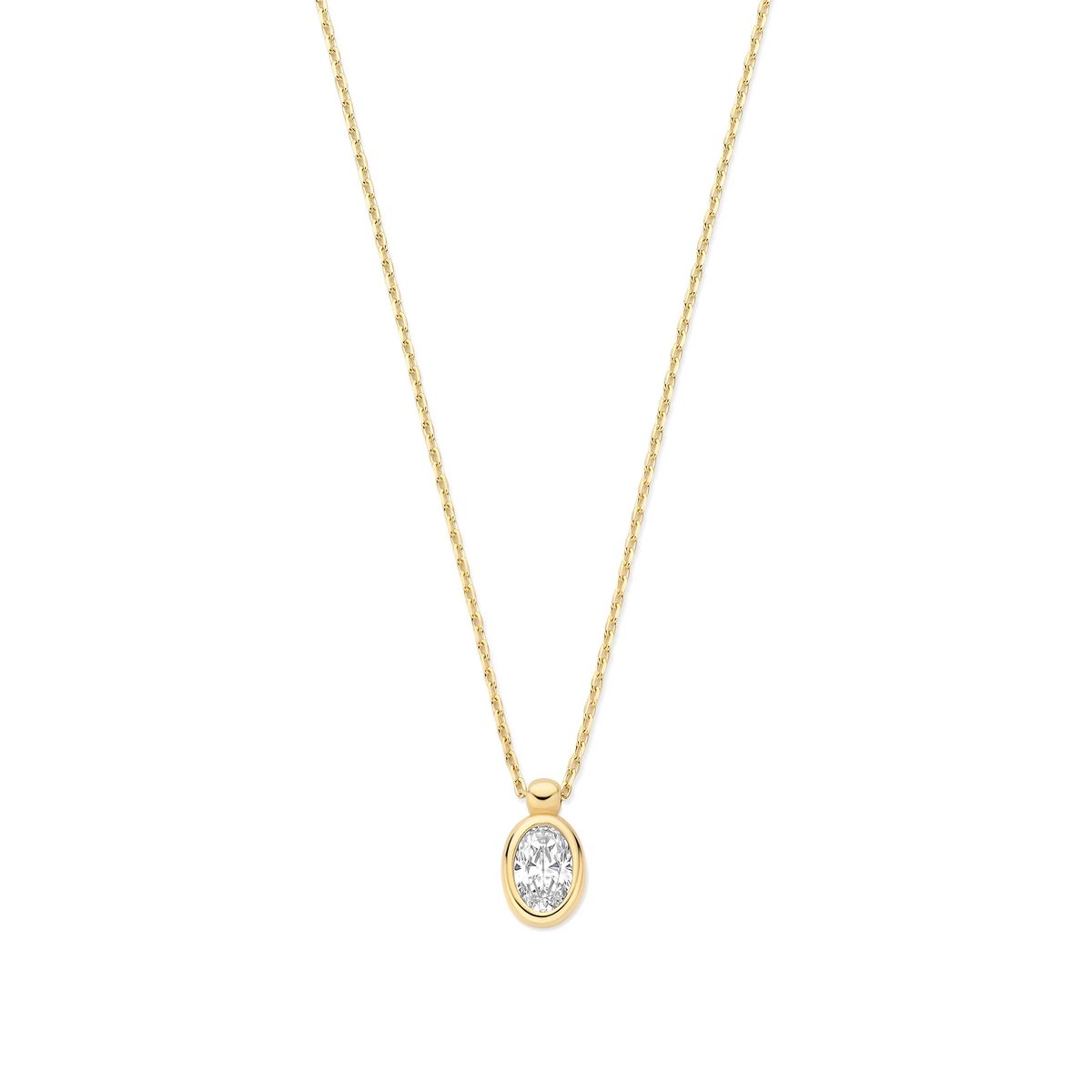 Goldkette mit ovalem Zirkonia-Anhänger