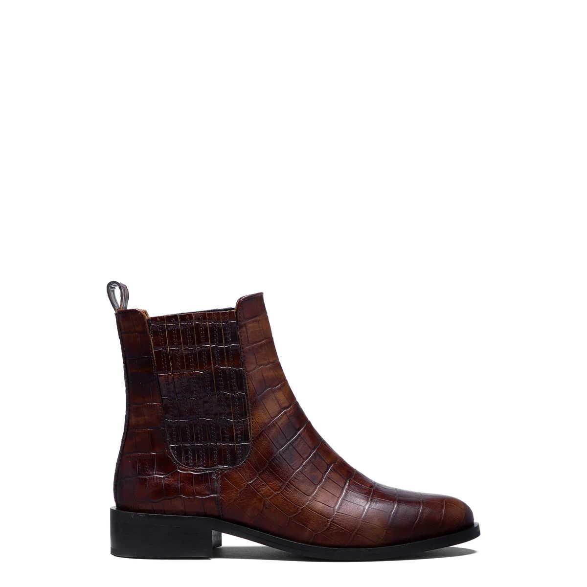 Chelsea-Boots aus Kroko-Geprägtem Kalbsleder
