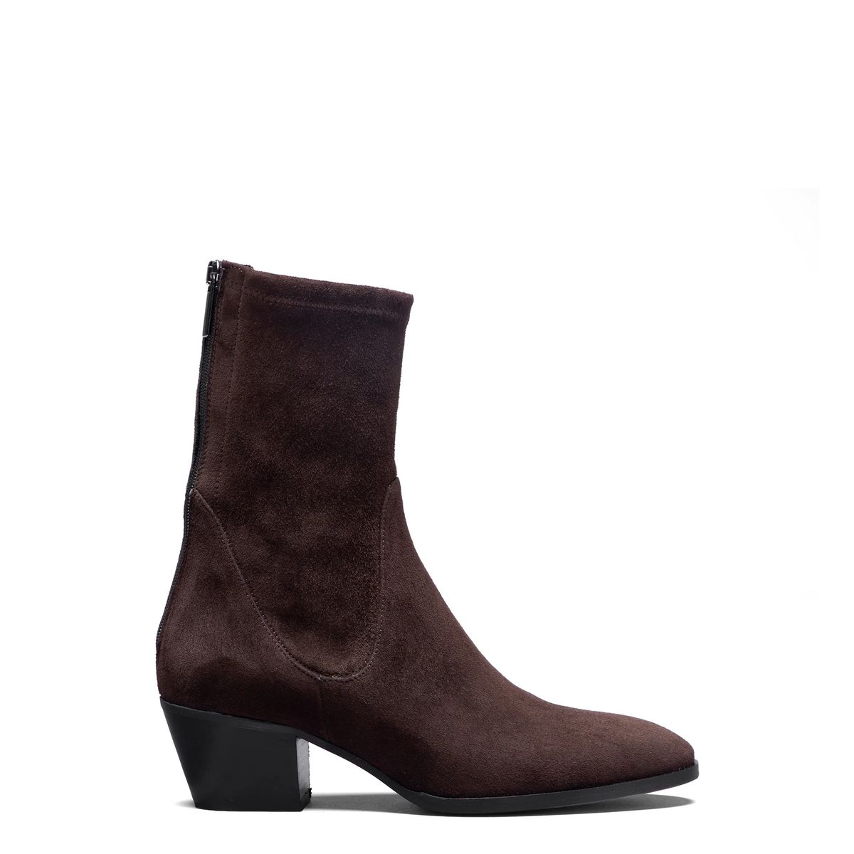 Eleganter Stretch-Wildlederstiefel mit Absatz