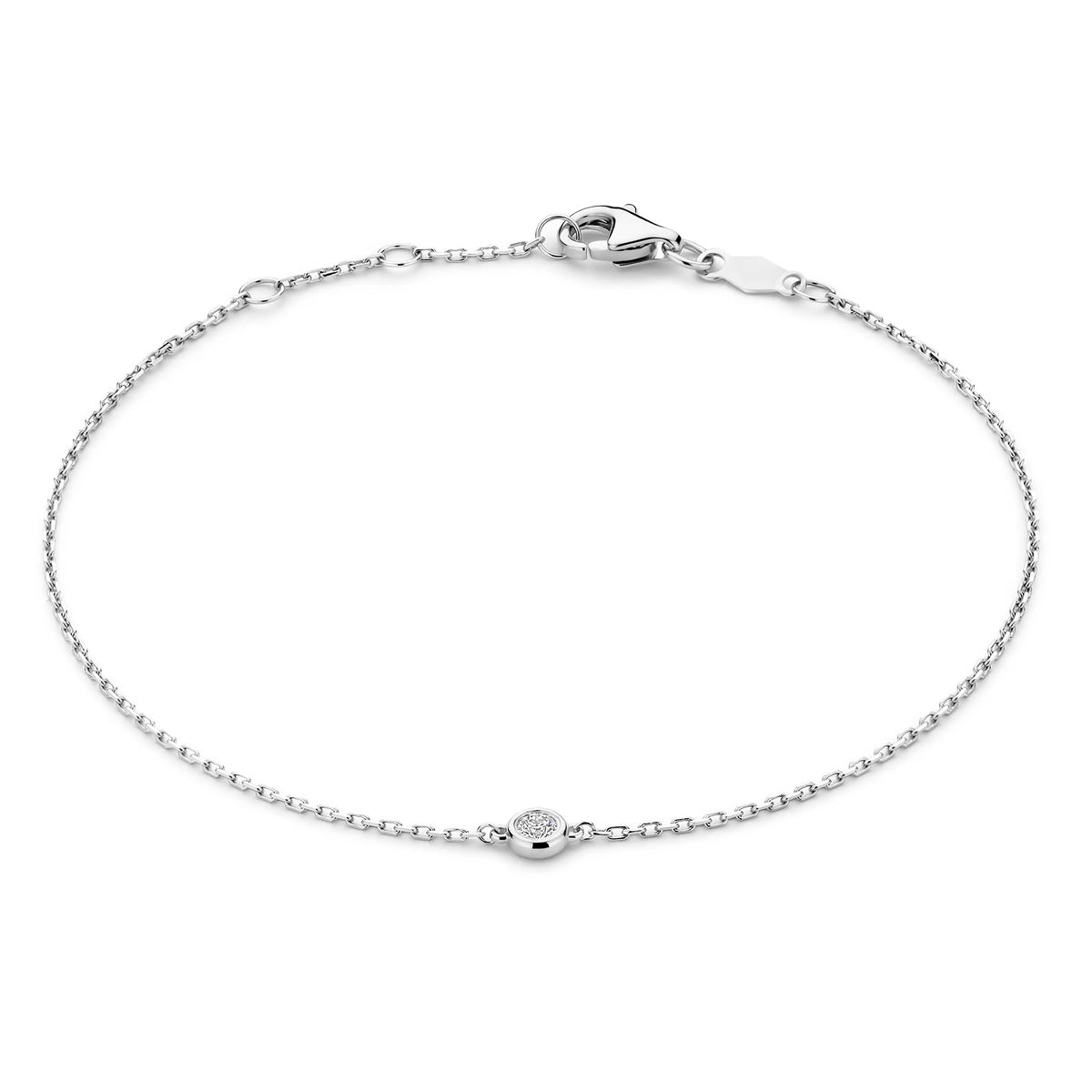 Filigranes Solitär-Diamantarmband aus Weißgold