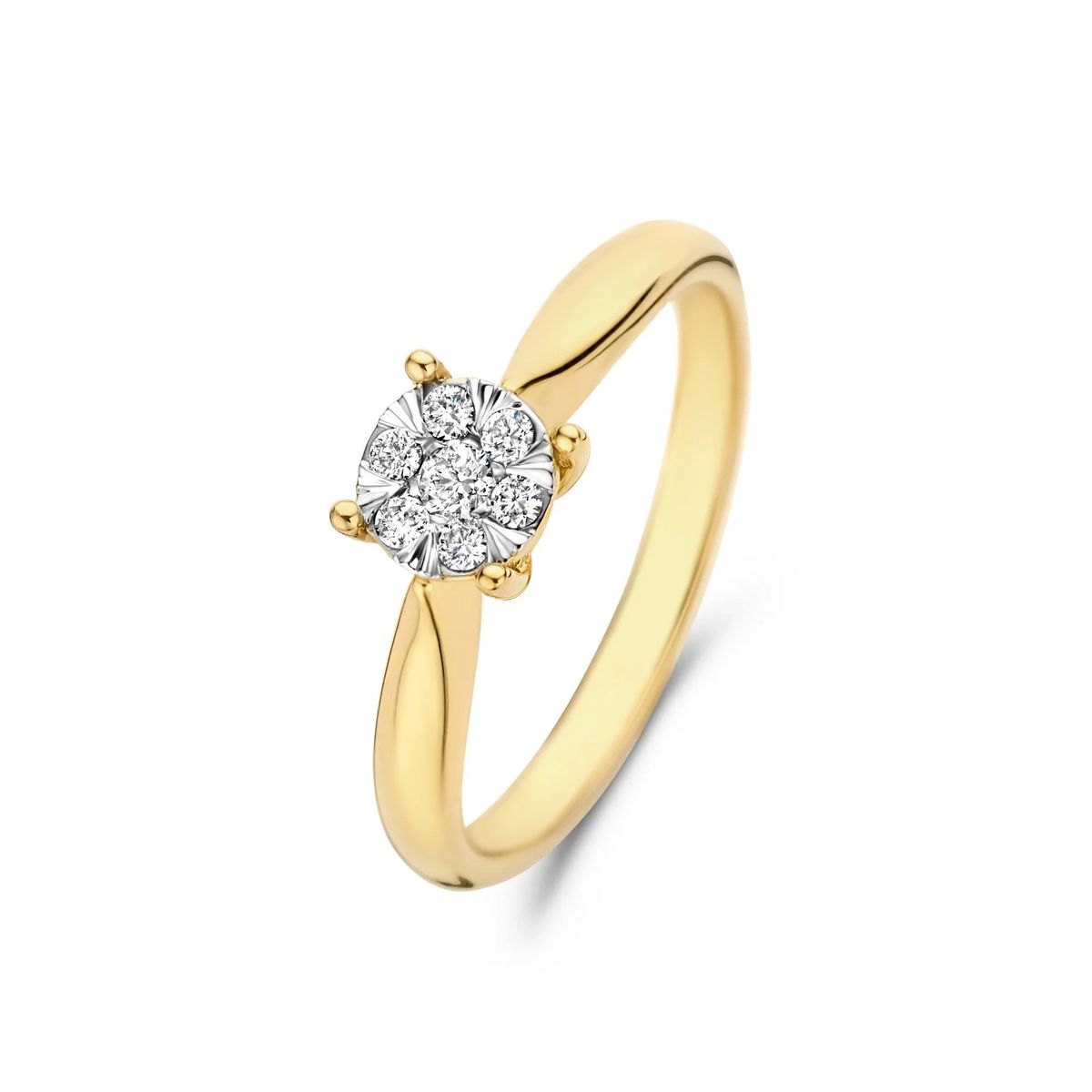 Diamant-Cluster-Goldring im Solitär-Stil