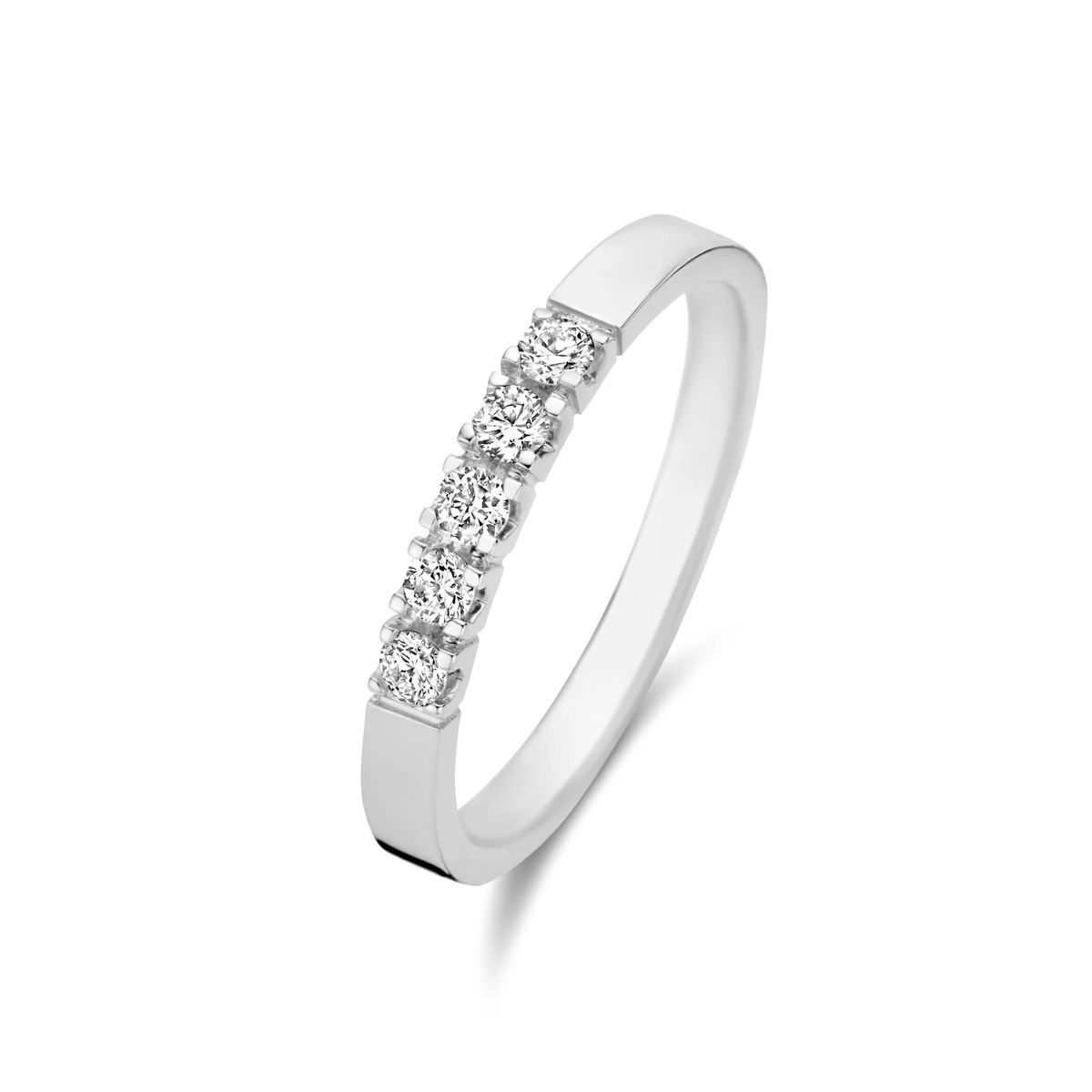 Weißgoldring mit fünf Diamanten