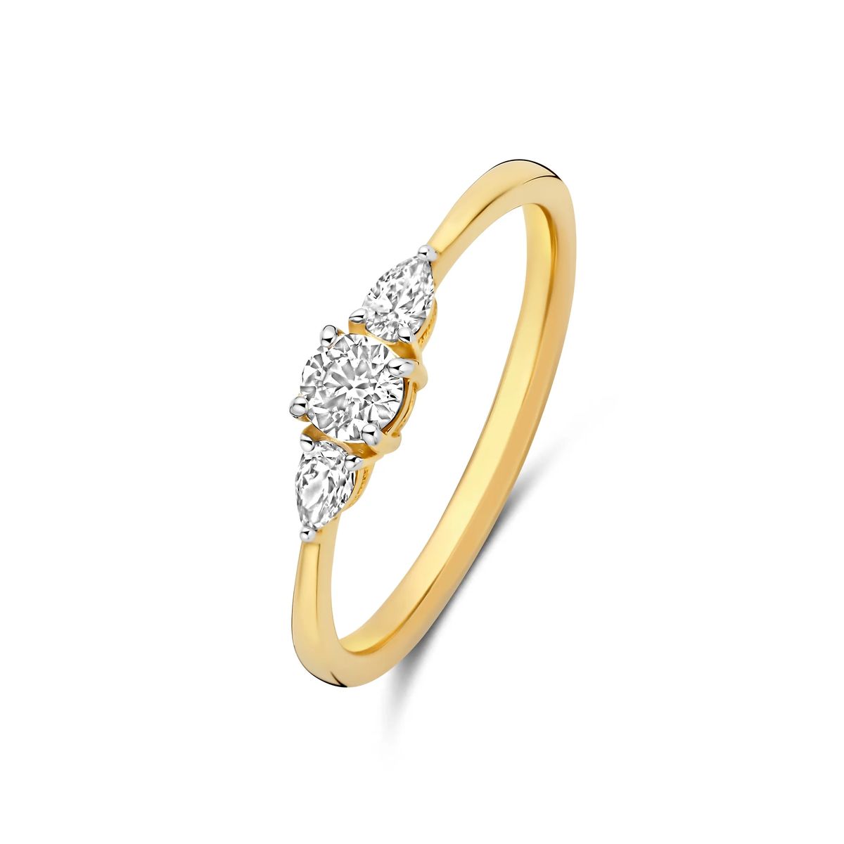 Eleganter Goldring mit Drei Diamanten