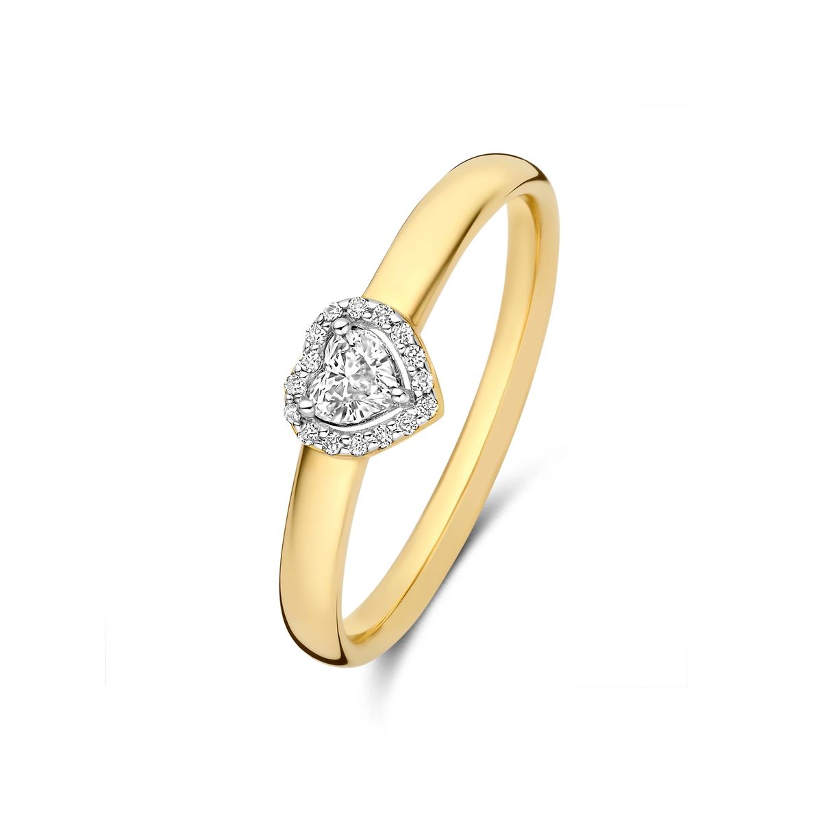 Goldring mit Diamant-Herz-Halo