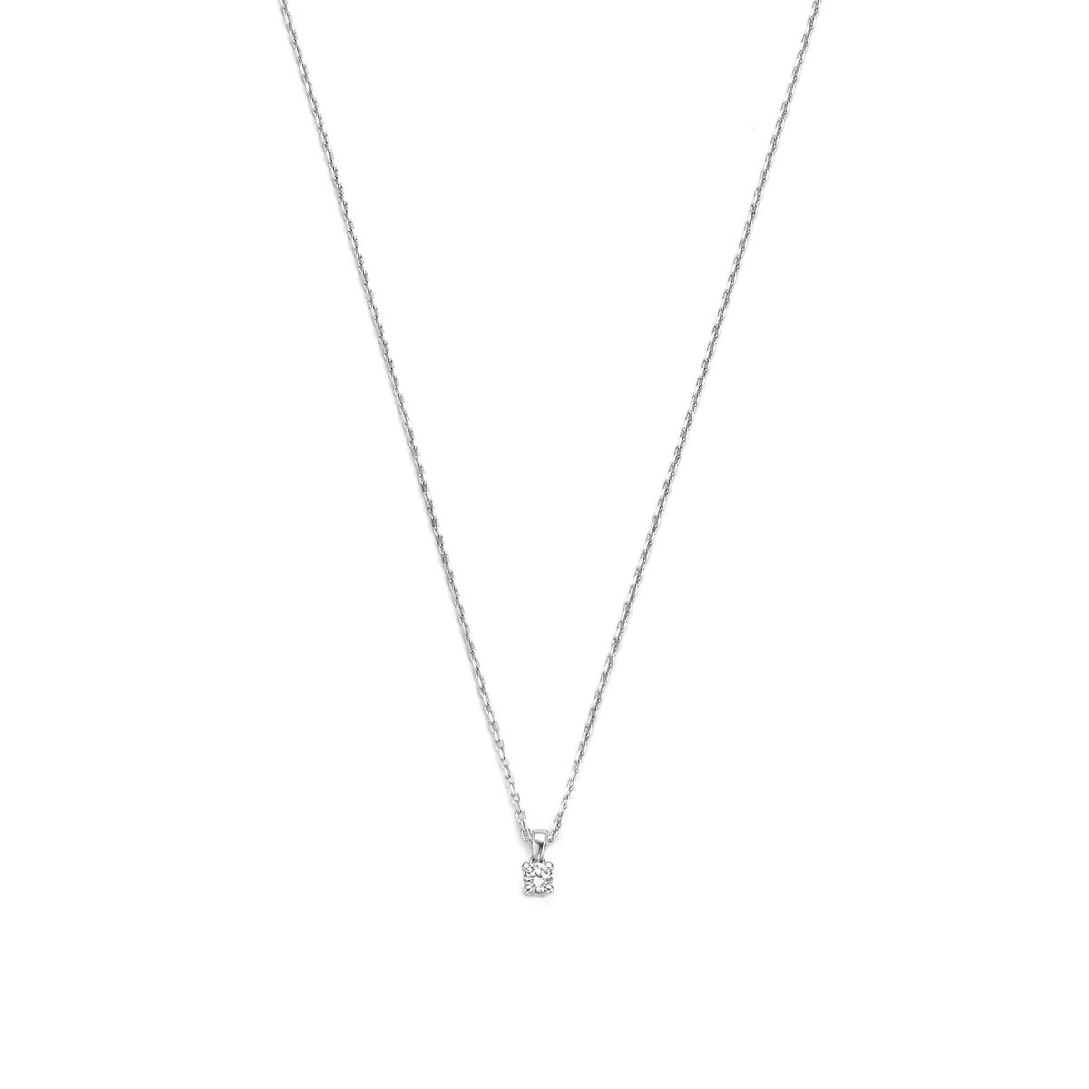 Solitär-Diamant-Halskette aus Weißgold