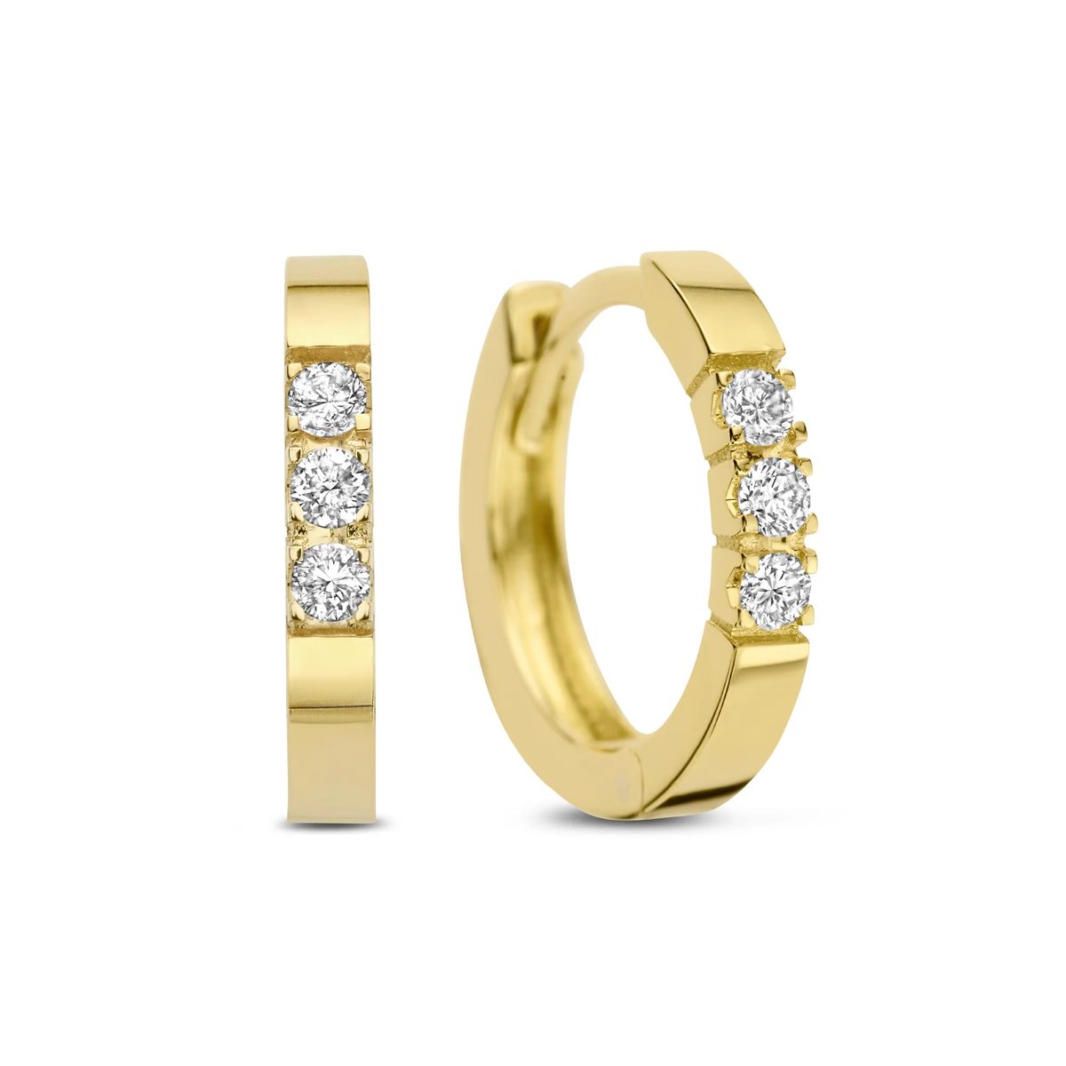 Elegante Goldcreolen mit Diamant-Besatz