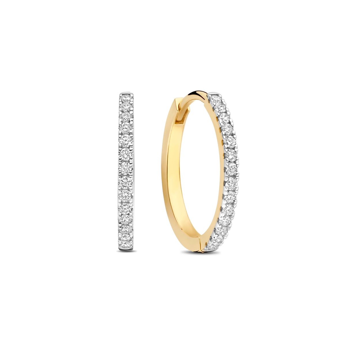 Funkelnde 14-Karat Gold-Diamantcreolen