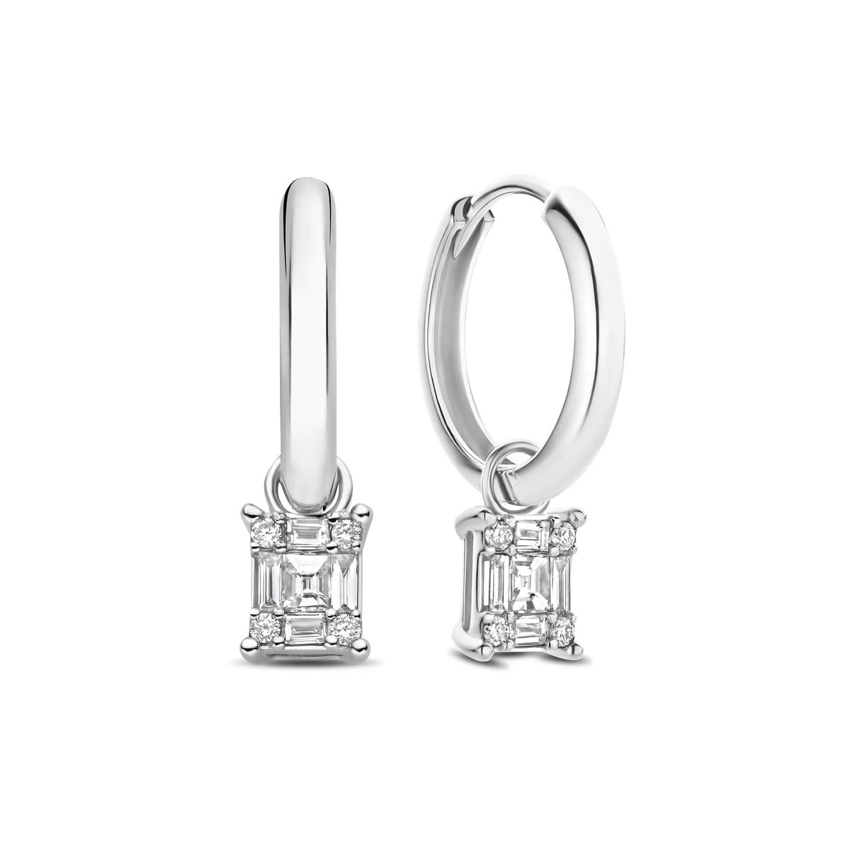 Diamantbesetzte Huggie-Creolen