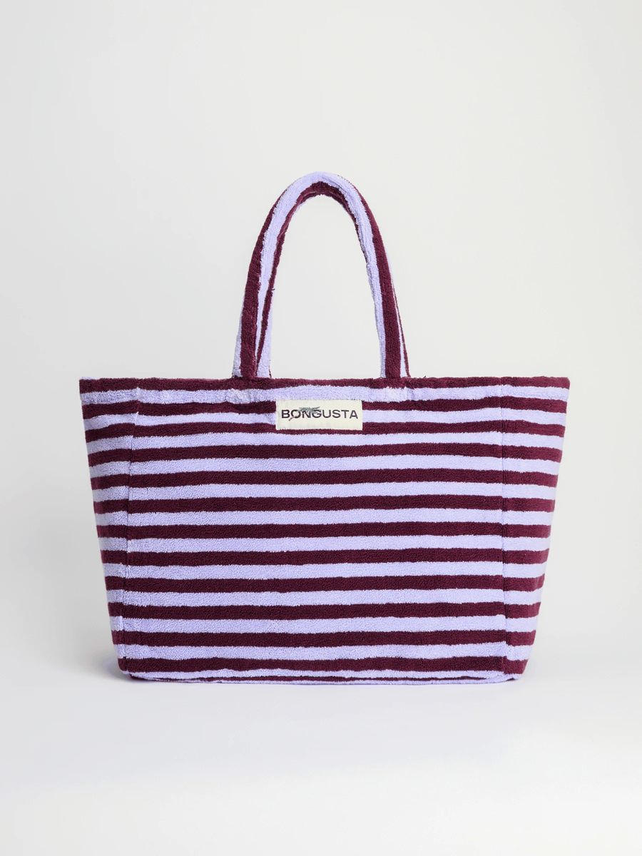 Gestreifte Wochenendtasche aus Frottee