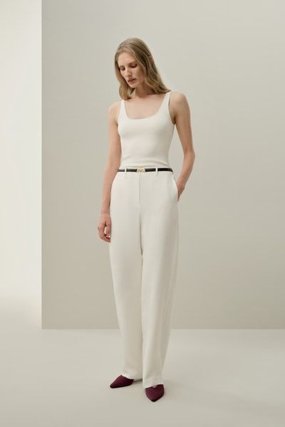 Elegante Seidenkrepp-Hose mit Bogensaum