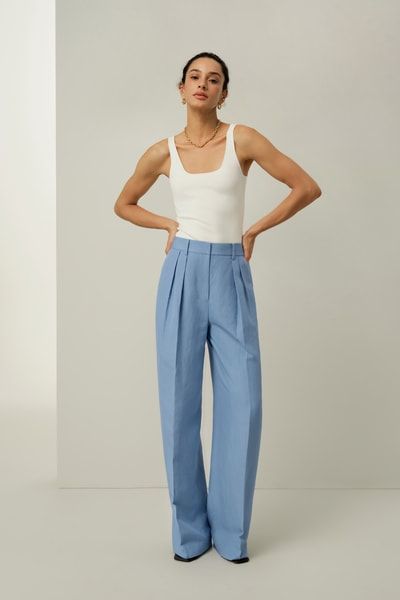 Seiden-Leinen-Hose mit weitem Bein
