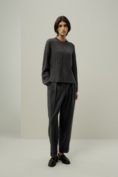 Kaschmirpullover mit Zopfmuster