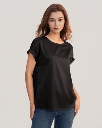 Elegantes Seiden-T-Shirt mit Kurzarm