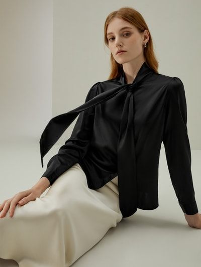 Elegante Seidenbluse mit Schluppe