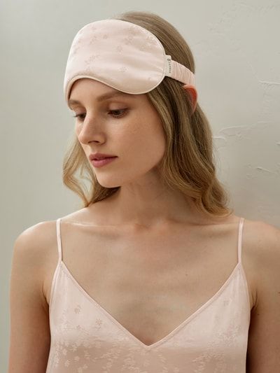 Seiden-Schlafmaske mit floralem Jacquard-Muster