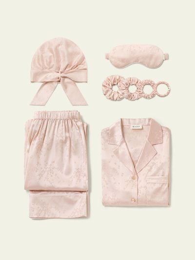 Seiden-Pyjama mit Kirschblüten-Jacquard
