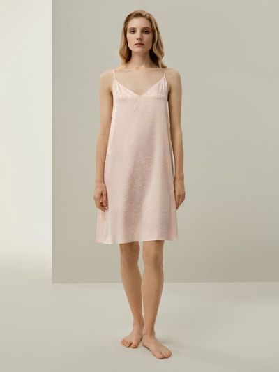 Seidennachthemd mit Kirschblüten-Jacquard