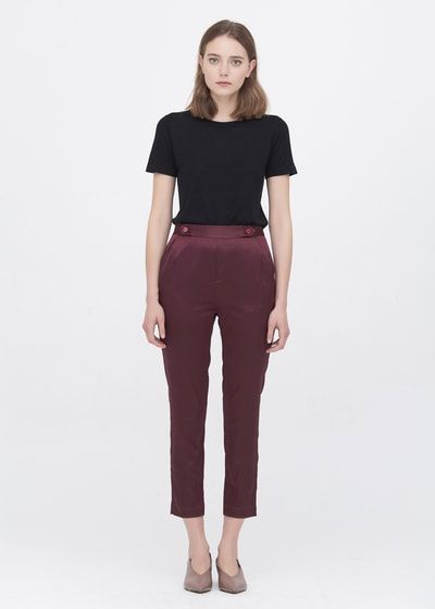 High-Waist Seiden-Zigarettenhose