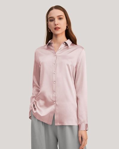 Elegante Seidenbluse mit Perlendetails