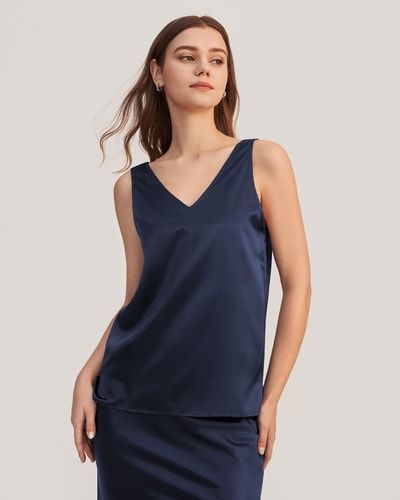 Wendbares Seiden-Mix V-Ausschnitt Top