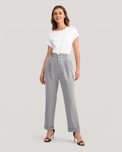 Hochtaillierte Seidenhose mit Bundfalten