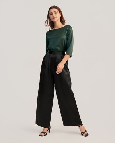 Elegante Seidenhose mit weitem Bein